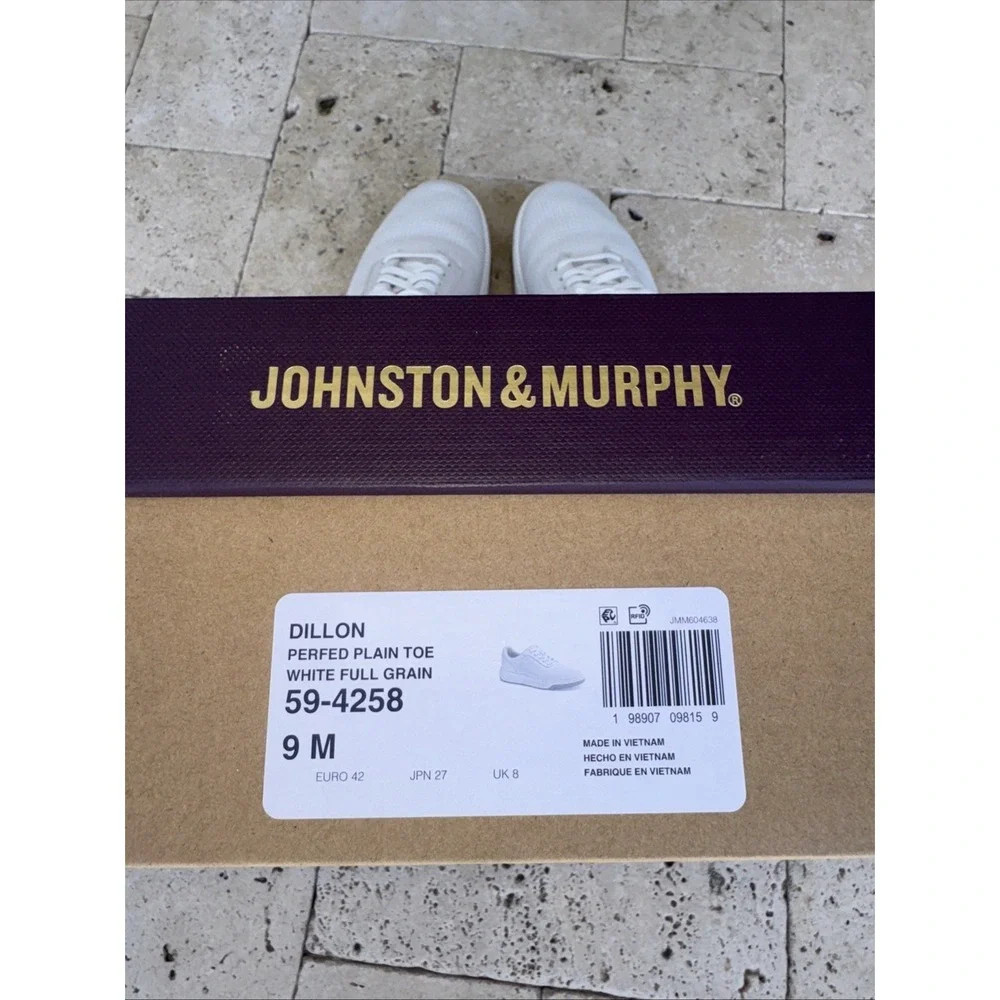 Johnston & Murphy 59-4258 Mens White Leather Lifestyle Sneakers Shoes 9 Dillon